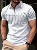 Venta Caliente Transfronteriza Nuevo Verano Impresión Gradiente 3D Talla Grande Casual para Hombre Holgado Talla Europea Cremallera Polo Manga Corta