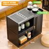 Mesa de té móvil, pequeña mesa de té, tetera, armario de té integrado para el hogar, coche de té, balcón, mesa de centro de madera maciza, mesa de té hirviendo
