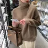 Suéter de Cuello Alto de Color Sólido Transfronterizo Europeo y Americano para Mujer 2026 Otoño Invierno Holgado Versátil Jersey de Punto Estilo Perezoso Prenda Base para Mujer