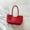 Bolso tote de tejido moderno y fresco, bolso de hombro elegante de gran capacidad, bolso de hombro casual, bolso de axila para el día a día