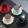 Taza de bronce de personalidad de alto valor taza de café con relieve creativo taza de agua para pareja grabada con tapa logo personalizado