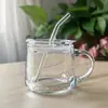 Taza de Leche de Vidrio con Asa Redonda Estilo ins de Aspecto Elegante Escala de Dibujos Animados Taza de Agua para el Hogar Niños