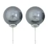 Pendientes de botón de plata de ley 925 de alta gama francesa, cuenta de cristal perfectamente redonda de color gris plateado, diseño de nicho, pendientes versátiles con temperamento