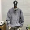 Jaqueta de Tricô Falsa de Duas Peças com Gola Alta para Homens no Outono e Inverno, Nova, Casual, de Alto Padrão, Estilo Preguiçoso