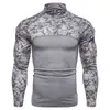 Estación Independiente de Comercio Exterior Camisa Polo Camuflada Manga Larga Elástica Ajustada Casual Cuello Alto Algodón Otoño Juventud Camiseta Táctica