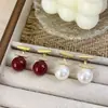 Brincos de Pérola de Alto Padrão Estilo Francês com Agulhas de Prata S925, Design em T de Dupla Utilização Microincrustado de Luxo Leve, Estilo Elegante de Socialite