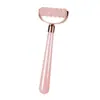 Set de Masajeador Rodillo de Cristal Rosa de Resina Cruzada con Jade para Ojos y Rostro, Masajeador de Vidrio Gua Sha de Belleza en Forma de Corazón