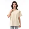 200g Verano Mujer Manga Corta Blanca Holgada Top Color Sólido Casual Cuello Redondo Camiseta de Punto Manga Corta Suministro
