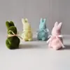 Musgo de terciopelo corto de imitación Conejo de Pascua adornos pequeños para escritorio de sala de estar decoraciones lindas Conejo de Pascua