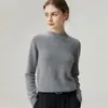 Suéter de cachemira 100% cachemira pura de cabra suéter de cuello redondo para mujer, tejido de punto ajustado para otoño e invierno, top base suave y cálido