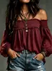Outono/Inverno 2026 Nova Moda Transfronteiriça Amazon Wish Moda Feminina Europeia e Americana Cor Sólida Ombro a Ombro Casual Franzida Camisa Blusa
