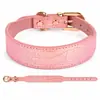 Coleira para Cachorro Couro PU Coleira de Pescoço para Cães de Porte Pequeno e Médio Acessórios DIY Coleira Lisa Coleira Simples para Gato Passeio de Cachorro Suprimentos para Animais de Estimação
