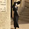 Estação Europeia 2023 novas roupas femininas Retrô Francês Saia de Platycodon grandiflorum comprimento médio Vestido Super Fada Decote V Emagrecedor