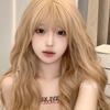 Comercio exterior peluca lolita cabello largo de mujer estilo Hong Kong retro fleco partido cabeza de rollo de huevo lana cabello largo rizado natural