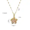 Collar para Mujer Moda Nicho Nuevo Diseño Colgante Celebridad de Internet Flor de Zircón Bauhinia Giratoria Temperamento Collar de Acero Titanio