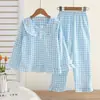 Pijama Feminino Conjunto Infantil Gola Boneca Algodão Nuvem Manga Longa Calça Longa Conjunto Bebê Primavera e Outono Roupa de Casa Conjunto de Duas Peças
