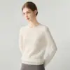 Suéter de cachemira con cuello redondo para mujer otoño invierno ropa interior manga larga cálido suéter pullover para mujer top de punto ajustado capa base de lana