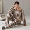 Pijama acolchado de forro polar coral Yiqi, traje cálido de tres capas extra grueso con forro de forro polar para invierno, ropa de casa de invierno RR