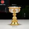 Porta Lámpara de Mantequilla Nepalí Chapado en Oro y Plata para Uso en Interiores, Luz de Larga Duración, Portavelas, Adorno Decorativo