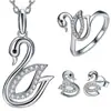 Elegante Moda Cisne Plateado Colgante Aretes de Tuerca Anillo Traje de Joyería Cisne Diamante Creativo Traje de Zircón