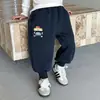 Calças de Moletom Forradas com Fleece para Meninos, Estilo Outono e Inverno, Calças de Moletom Grossas com Fleece, Calças Quentes de Inverno para Crianças, Calças de Bebê com Desenhos
