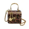 Mini Bolso Pequeño Estilo Fragante Caja Bolso 2025 Nuevo Acolchado Cadena Bolso para Niños Versátil Estampado de Leopardo Cruzado Bolso de Cosméticos
