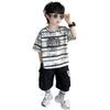 Traje Masculino Curto Preto e Branco 2025 Verão Novo Infantil Fino Bonito Esportivo Duas Peças Roupas de Bebê