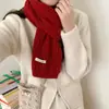 En stock al por mayor del fabricante: bufanda de punto trenzado para mujer de invierno con mezcla de lana, color liso, engrosada, versátil, estilo coreano