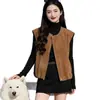 Chaleco Casual Estilo Coreano de Ante Sintético para Mujer de Primavera y Otoño, Nuevo Chaleco Holgado sin Mangas de Moda Vintage de Otoño para Mujer