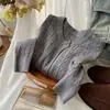 Cárdigan de Punto Trenzado Bordado Little Pony para Mujer Otoño/Invierno 2025 Nuevo Suéter Abrigo Top Literario Retro con Cuello Redondo para Mujer