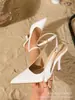 Sandalias de Tacón de Aguja Elegantes con Punta Fina y Espalda Descubierta en PU Mate, Color Sólido, Tira Cruzada Delgada, Tacones Altos Sexy para Mujer, Versátiles para el Trabajo