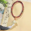 Pulseira Bodhi Roxa Flutuante com Mantra de Seis Palavras, Duplo Círculo, Bodhi de Mão, Pingente Estilo Chinês para Homens e Mulheres, Contas Budistas, Atacado