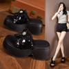 Pantuflas de Suela Gruesa para Mujer 2026 Verano Nuevo Estilo Zapatos de Tacón Alto con Una Tira de Lentejuelas para Uso en Exteriores Zapatos Versátiles que Aumentan la Altura para Personas Bajitas