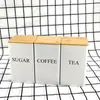 Tapa de Bambú Recipiente de Hierro para Té Estilo Minimalista Creativo Caja Vacía de Tres Piezas para Almacenamiento en Cocina de Snacks Dulces Granos de Café Té