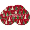 Bandeira de Mesa de Natal Transfronteiriça Jogo Americano Estampa de Poinsétia Pinheiro Toalha de Mesa para Restaurante Bandeira de Mesa Redonda Jogo Americano