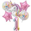 Globo de aluminio con diseño de unicornio digital degradado de 32 pulgadas, 6 piezas, para decoración de fiestas de cumpleaños con temática de unicornio, película de gas
