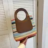 Bolsa de Palha Listrada Arco-Íris Moda Pequena Nova Verão 2026 Bolsa Diária Feminina Bolsa Tecida à Mão Bolsa Saco