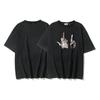 Marca de Moda High Street Vintage Rapper Asap Rocky Mismo Estilo Gesto Lavado Pesado Retro Camiseta de Manga Corta