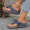 Zapatillas Chanclas de Cuña con Suela Gruesa Talla Grande Moda Casual Combinan con Todo Zapatos para Mujer Comercio Exterior Transfronterizo Verano 2024