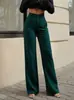 Calça social reta de cintura alta elegante para mulheres para comércio exterior transfronteiriço, novo modelo primavera e outono, com caimento fluido, modelagem slim, emagrecimento, calça de terno preta