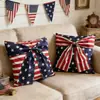 Funda de Almohada Transfronteriza para el Día de la Independencia con Estampado de Estrellas y Rayas, Cojín de Asiento, Decoración Interior Festiva, Cojín para Sofá