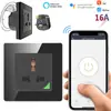 Enchufe de pared inteligente WiFi de 16A para el hogar, 2 orificios, estilo alemán 86, con temporizador, graffiti, enchufe inteligente inalámbrico estándar europeo TUYA