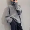 Suéter de punto grueso de cuello alto transfronterizo para mujer, corte holgado, jersey casual para otoño e invierno, adecuado tanto para usar solo como en capas.