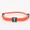 Pulseira Corda de Milão Multicor Transfronteiriça 26 Letras Aço Inoxidável Preto Letreiro Ajustável Pulseira de Corda Trançada