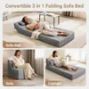 Sofá Cama Plegable con Función de Dormir Convertible, Sillón Futón para Apartamentos Pequeños, Sillón Sofá Individual sin Brazos con Respaldo