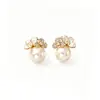 Pendientes populares de flor y perla de moda, de alta gama, elegantes, con diseño único, pendientes de nicho para mujer