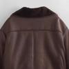 Primavera 2024 Nuevo Europeo y Americano Transfronterizo Moda Urbana para Mujer Casual Chaqueta Marrón Abrigo w107 8681