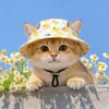 Sombrero para Mascotas, Sombrero de Sol de Verano, Lindo Dibujo Animado Protección Solar, Protección UV, Gorro para Exteriores con Orejas Expuestas, Transpirable para Gatos