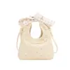 Bolso de hombro para niña fresco y elegante con lazo, bolso de mano de encaje moderno, mini bolso infantil de lunares con forma de corazón