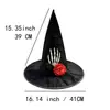 Halloween Bruxa Gótica Caveira Mão Osso Esqueleto Chapéu de Mago Chapéu de Bruxa Preto COS Cosplay Chapéu de Mago